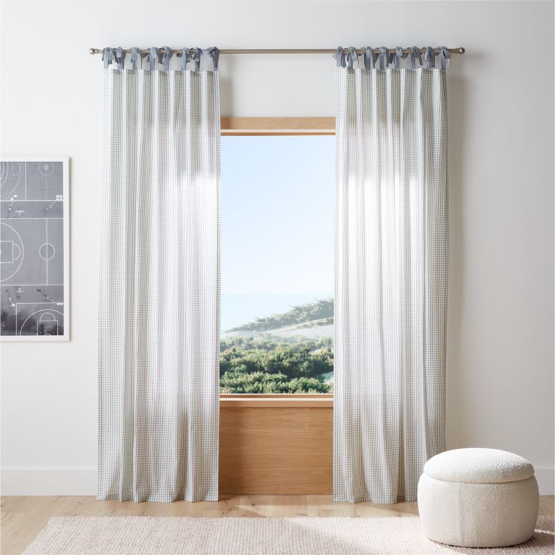 63" Organic Cotton Windowpane Plaid Curtain Panel