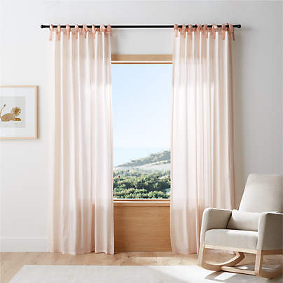 63" Pink Organic Cotton Windowpane Plaid Curtain Panel