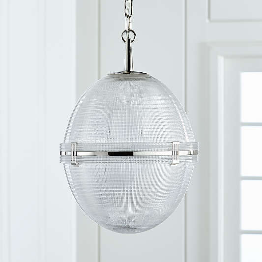 Windsor Glass Globe Polished Nickel Pendant