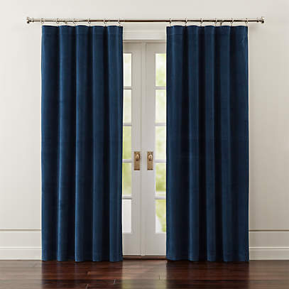 Windsor Blue Velvet Curtains Crate, White And Navy Curtains Canada