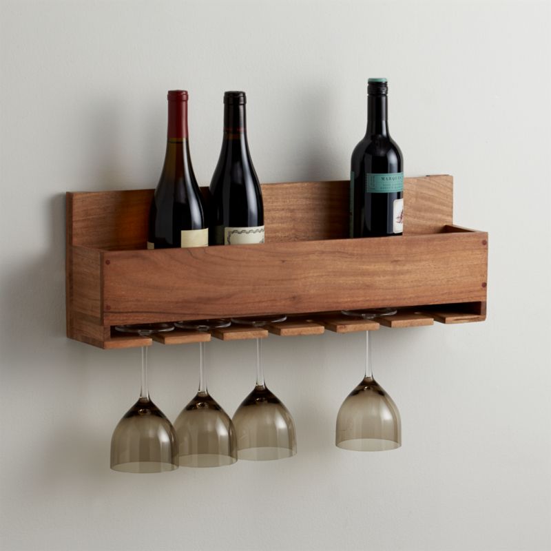 Wine Glass Drying Rack and Bottle Holder, Wooden Wine Storage Glasses Hook Stand Organizer Tray with A Free Wooden Corkscrew Opener, Size: 2, Beige