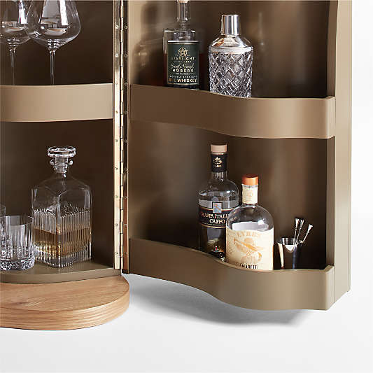 Winslow Natural Oak Wood Bar Cabinet by Jake Arnold