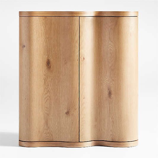 Winslow Natural Oak Wood Bar Cabinet by Jake Arnold