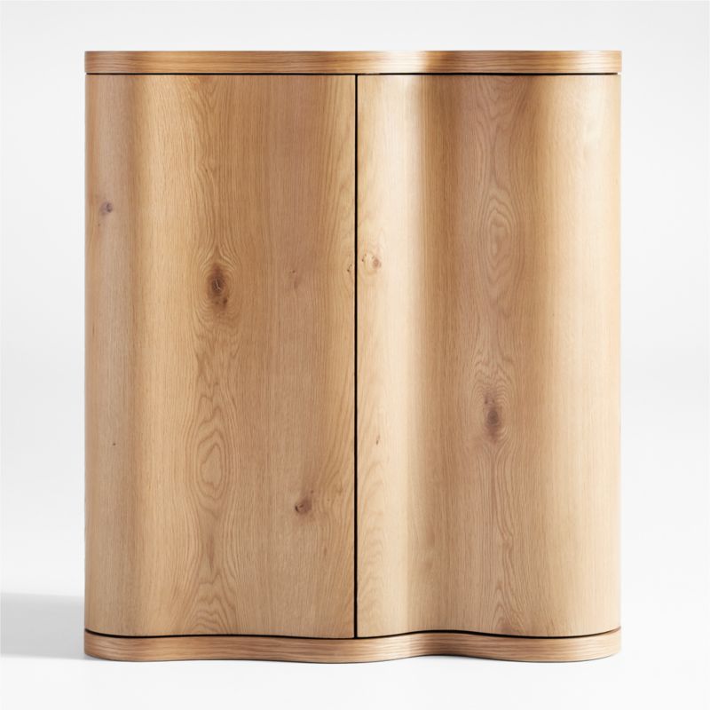 Maxine Large Walnut Wood Wine Bar Cabinet with Storage