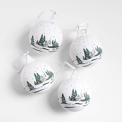 Winter A-Frame Ball Christmas Ornament, Set of 4