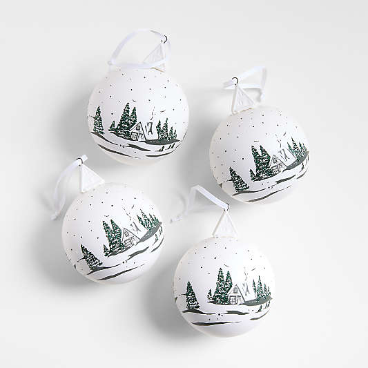 Winter A-Frame Ball Christmas Ornament, Set of 4