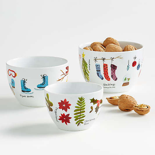 Winter Collage Nesting Bowls, Set of 3