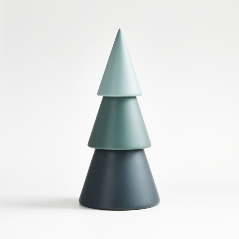 Large Green Holiday Winter Fir Wood Tree Sculpture + Reviews | Crate & Barrel
