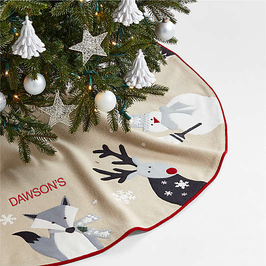 Winter Friends Embroidered Christmas Tree Skirt