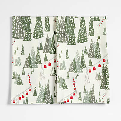 Winter Gondola Organic Cotton Kitchen Towels, Set of 2