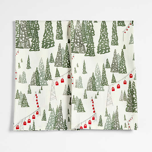 Winter Gondola Organic Cotton Kitchen Towels, Set of 2