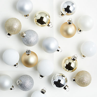 View Medium Winter Metallics Ball Christmas Tree Ornaments, Boxed Set of 18 details