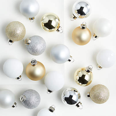 Medium Winter Metallics Ball Christmas Tree Ornaments, Boxed Set of 18