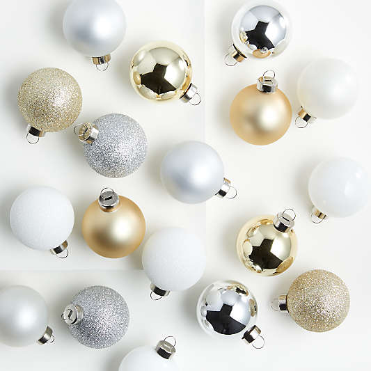 Medium Winter Metallics Ball Christmas Tree Ornaments, Boxed Set of 18