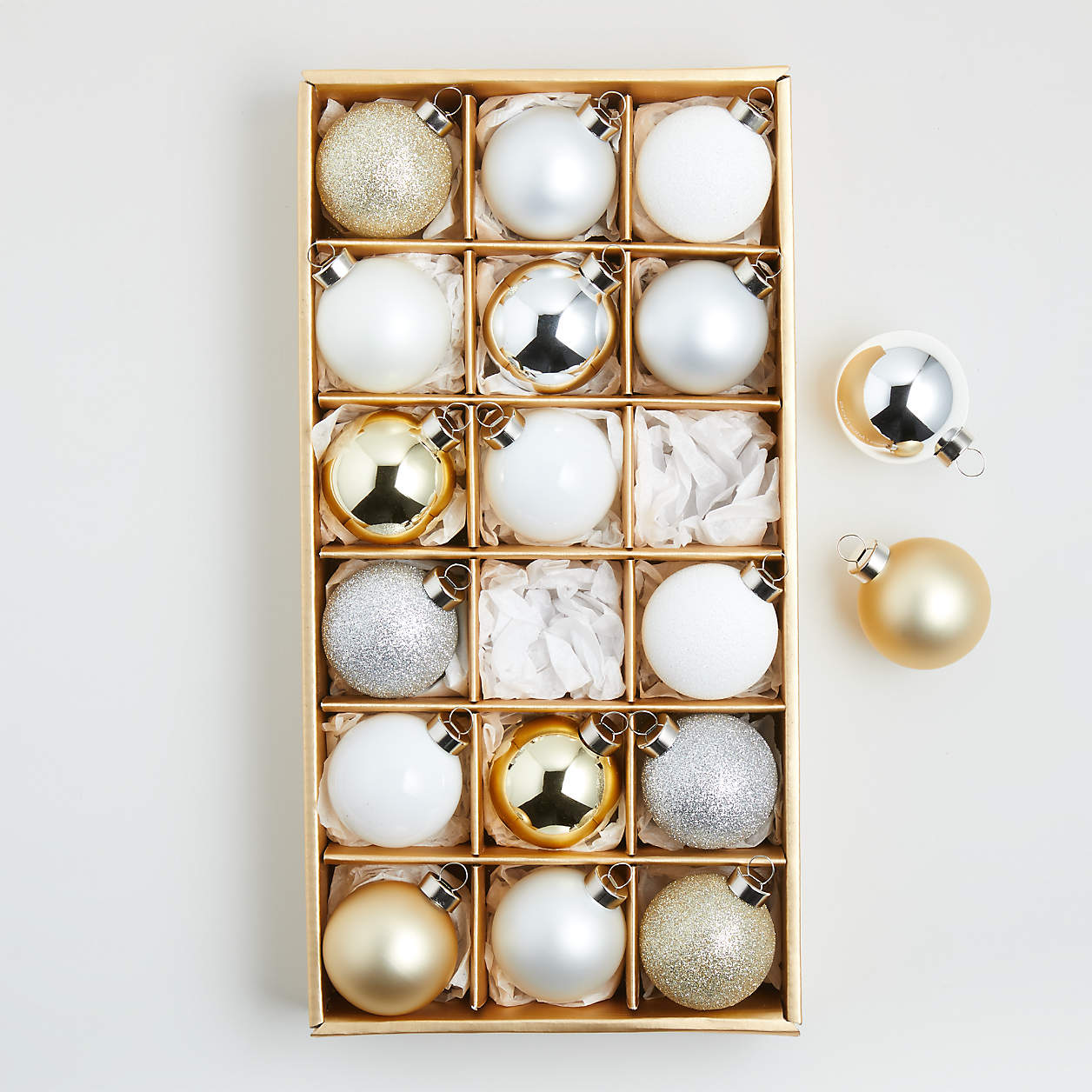 Winter Metallics Ball Christmas Tree Ornaments Set Of 18 Reviews Crate And Barrel 