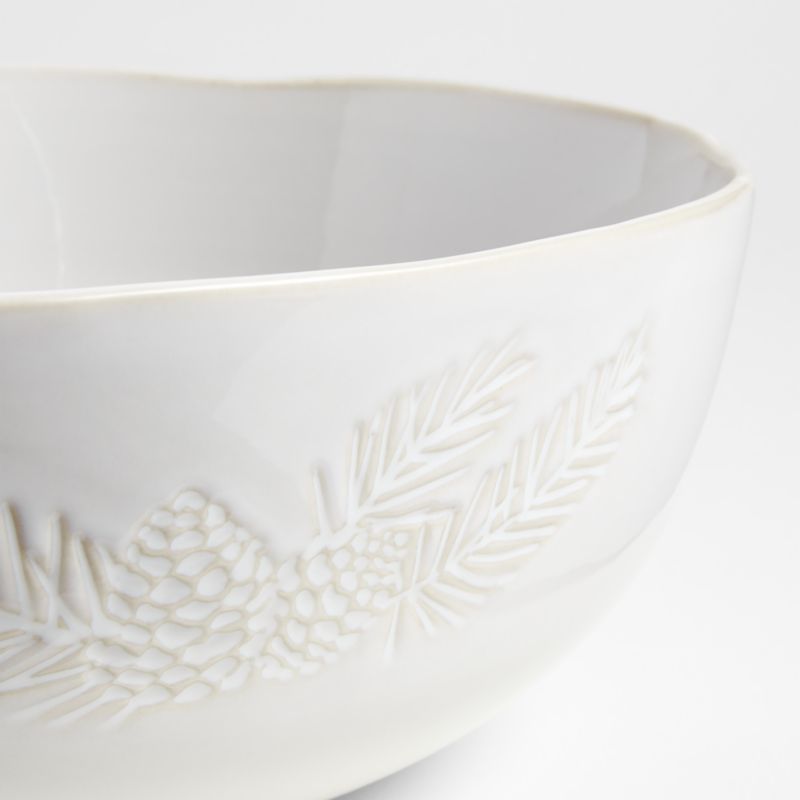 Winter Pinecone 11" White Stoneware Serving Bowl - image 1 of 2