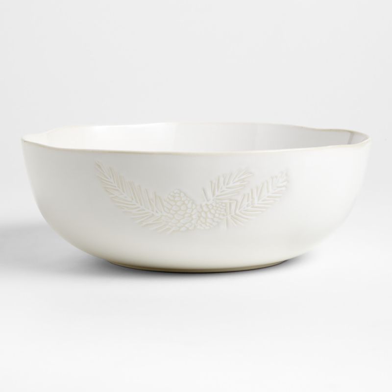 Winter Pinecone 11" White Stoneware Serving Bowl - image 0 of 2