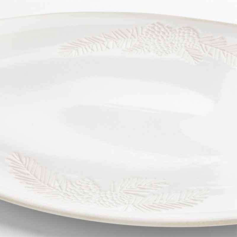 Winter Pinecone Oval White Stoneware Platter - image 1 of 2