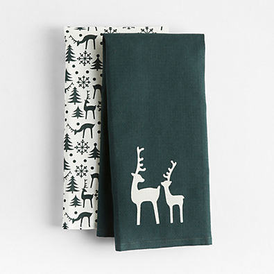 View Winter Reindeer Dish Towels, Set of 2 details