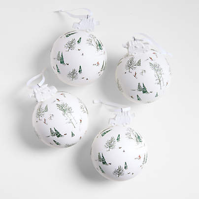 Winter Scene Christmas Ornaments, Set of 4