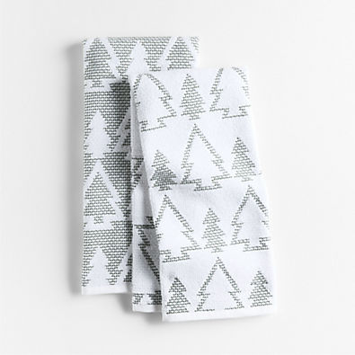 View Winter Trees Textured Terry Organic Cotton Kitchen Towels, Set of 2 details