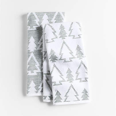 Winter Trees Textured Terry Organic Cotton Kitchen Towels, Set of 2