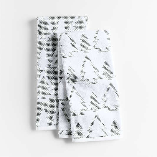 Winter Trees Textured Terry Organic Cotton Kitchen Towels, Set of 2