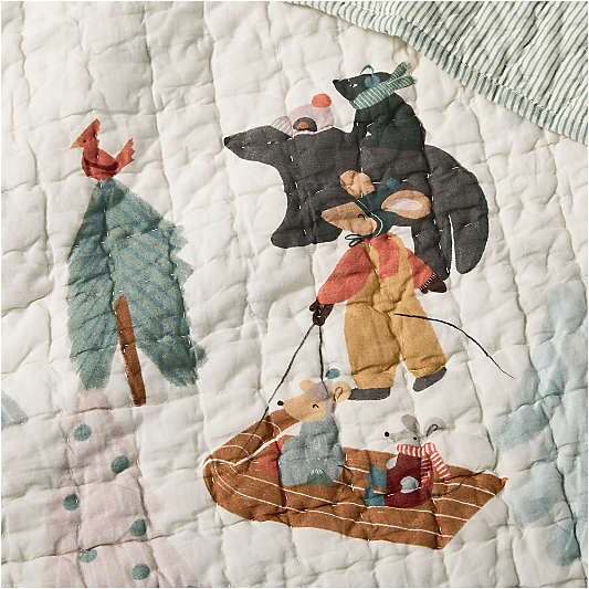 Winter Village Kantha Christmas Kids Quilt