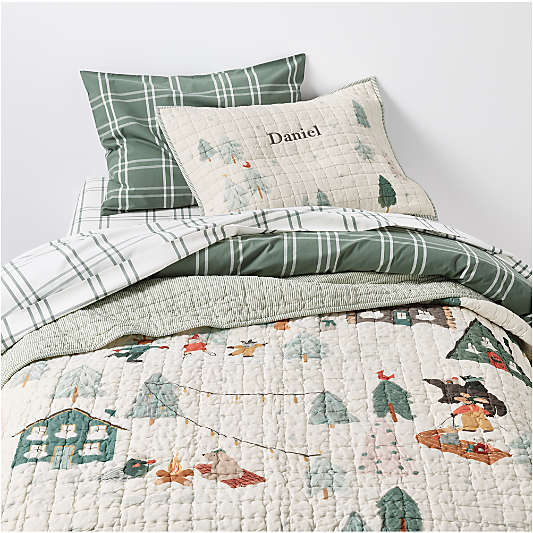 Winter Village Kantha Christmas Kids Twin Quilt
