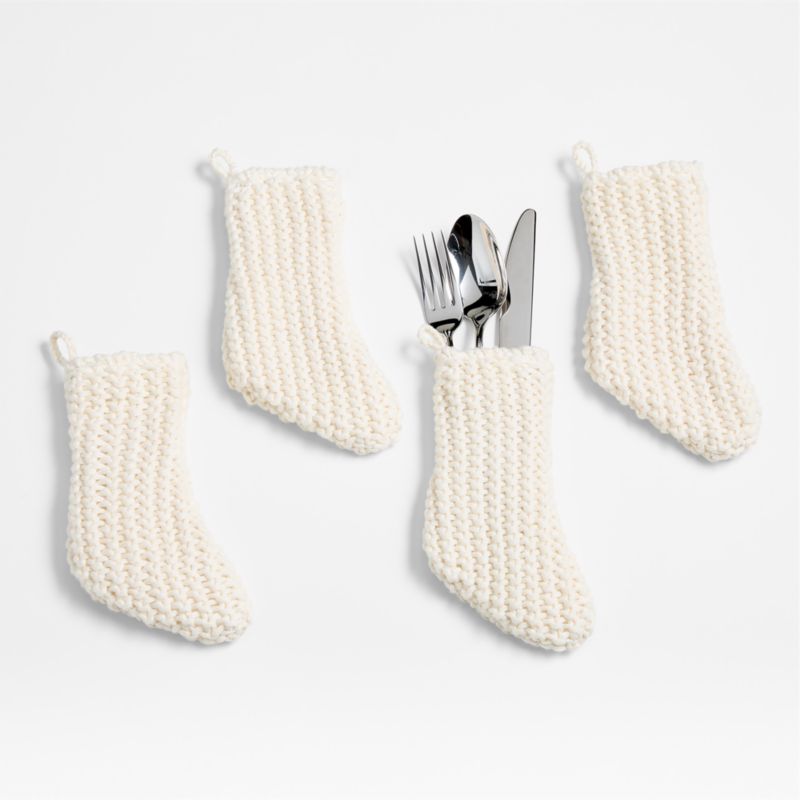 Winter White Knit Flatware Stockings, Set of 4 - image 4 of 6