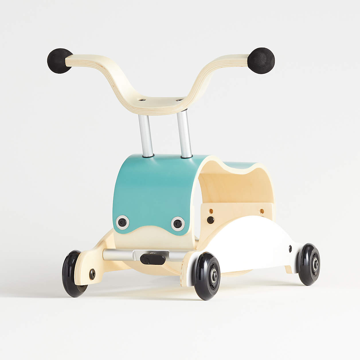 Wishbone Mini Flip RideOn and Walker Aqua and White with Black Wheels