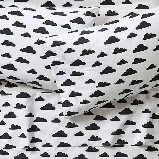 Organic Black and White Cloud Full Sheet Set