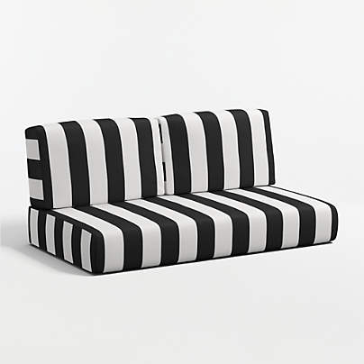 Replacement Walker Black and White Cabana Stripe Sunbrella ® Outdoor Loveseat Sectional Cushion