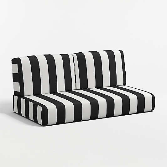 Replacement Walker Black and White Cabana Stripe Sunbrella ® Outdoor Loveseat Sectional Cushion