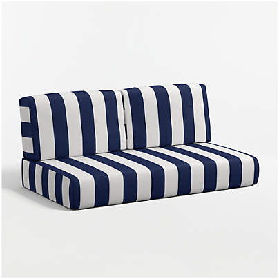 Replacement Walker Navy and White Cabana Stripe Sunbrella ® Outdoor Loveseat Sectional Cushion