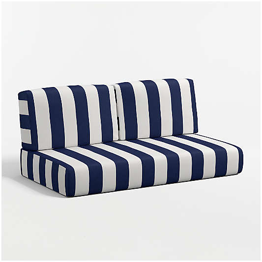 Replacement Walker Navy and White Cabana Stripe Sunbrella ® Outdoor Loveseat Sectional Cushion