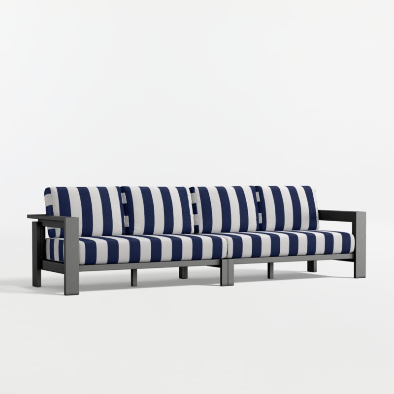 Walker 117" 2-Piece Metal Sectional Sofa with Navy and White Cabana Stripe Sunbrella ® Cushions - image 12 of 16