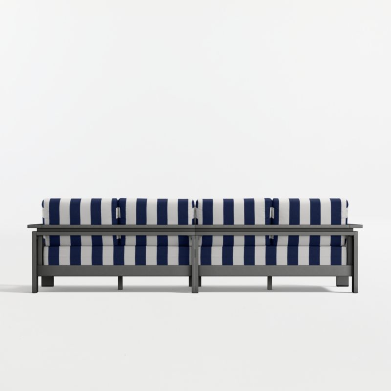 Walker 117" 2-Piece Metal Sectional Sofa with Navy and White Cabana Stripe Sunbrella ® Cushions - image 14 of 16