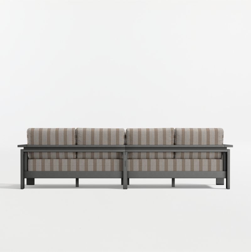Walker 117" 2-Piece Metal Sectional Sofa with Range Dune Stripe Sunbrella ® Cushions - image 14 of 15