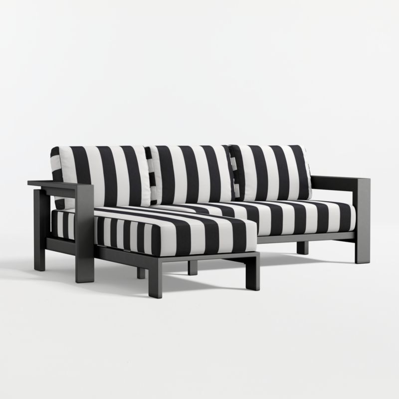 Walker 2-Piece Left-Arm Chaise Metal Outdoor Sectional with Black and White Cabana Stripe Sunbrella ® Cushions - image 6 of 9