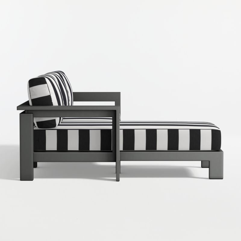 Walker 2-Piece Left-Arm Chaise Metal Outdoor Sectional with Black and White Cabana Stripe Sunbrella ® Cushions - image 7 of 9