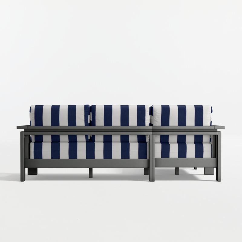 Walker 2-Piece Left-Arm Chaise Metal Outdoor Sectional with Navy and White Cabana Stripe Sunbrella ® Cushions