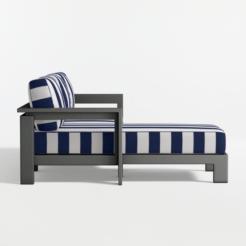 Walker 2-Piece Left-Arm Chaise Metal Outdoor Sectional with Navy and White Cabana Stripe Sunbrella ® Cushions