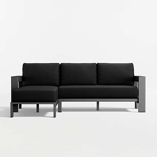 Walker 2-Piece Left-Arm Chaise Metal Outdoor Sectional with Canvas Black Sunbrella ® Cushions