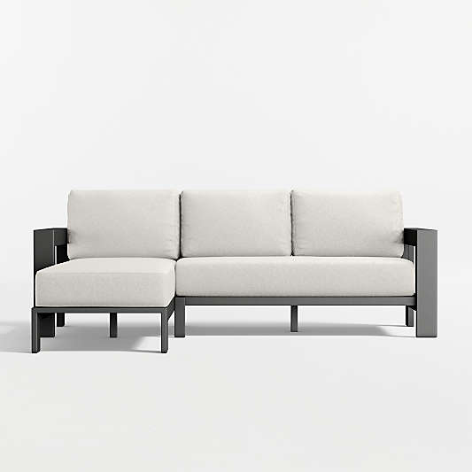 Walker 2-Piece Left-Arm Chaise Metal Outdoor Sectional Sofa with Canvas Natural Sunbrella ® Cushions