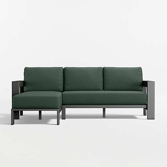 Walker 2-Piece Left-Arm Chaise Metal Outdoor Sectional Sofa with Cast Ivy Sunbrella ® Cushions