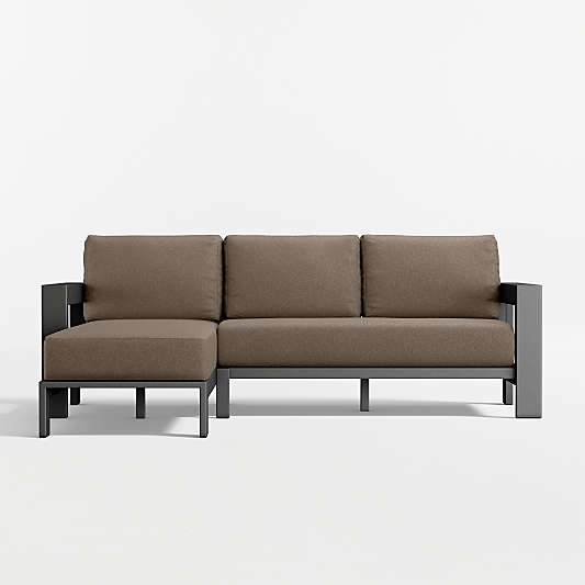 Walker 2-Piece Left-Arm Chaise Metal Outdoor Sectional Sofa with Cast Shale Sunbrella ® Cushions