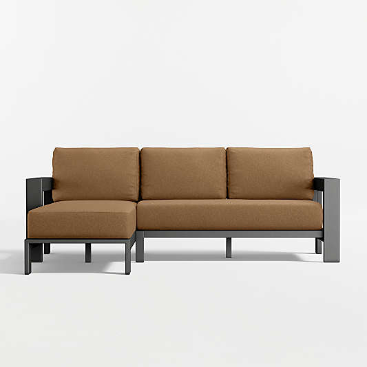 Walker 2-Piece Left-Arm Chaise Metal Outdoor Sectional Sofa with Cast Teak Sunbrella ® Cushions