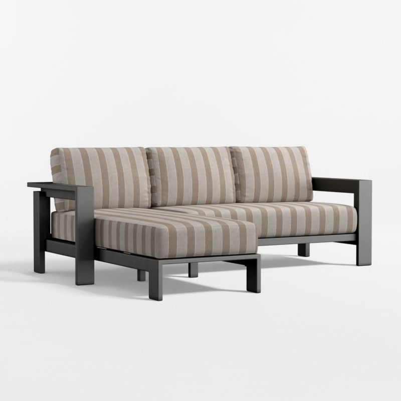 Walker 2-Piece Left-Arm Chaise Metal Outdoor Sectional with Range Dune Stripe Sunbrella ® Cushions - image 6 of 8