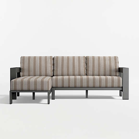 Walker 2-Piece Left-Arm Chaise Metal Outdoor Sectional Sofa with Canvas Range Dune Stripe Sunbrella ® Cushions